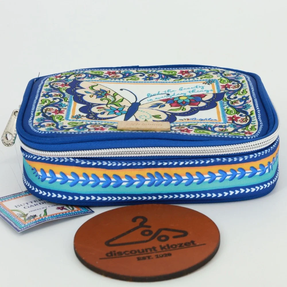 Brighton Butterfly Garden Jewelry Case‎ Blue Floral Travel Organizer Whimsical
